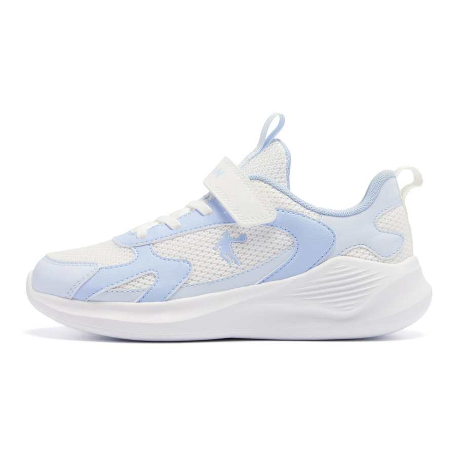 QIAODAN Synthetic Leather, Textile Low top Running Shoes White Blue Unisex