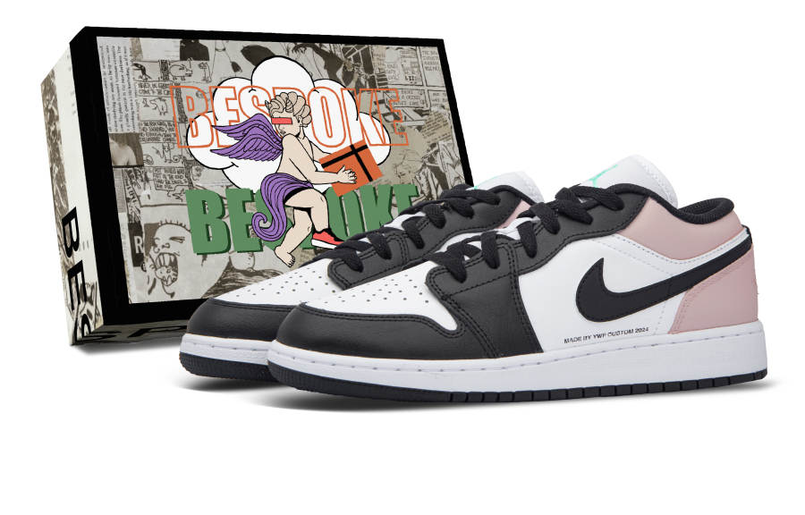 Jordan Jordan Air Jordan 1 Low Leather Cushioning, Wear Resistant Low top Kids' Skateboarding Shoes Black Pink Teenagers