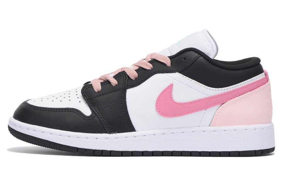 Jordan Jordan Air Jordan 1 Slip Resistant Abrasion Resistant Low top Children's Basketball Shoes Black White Pink Teenagers