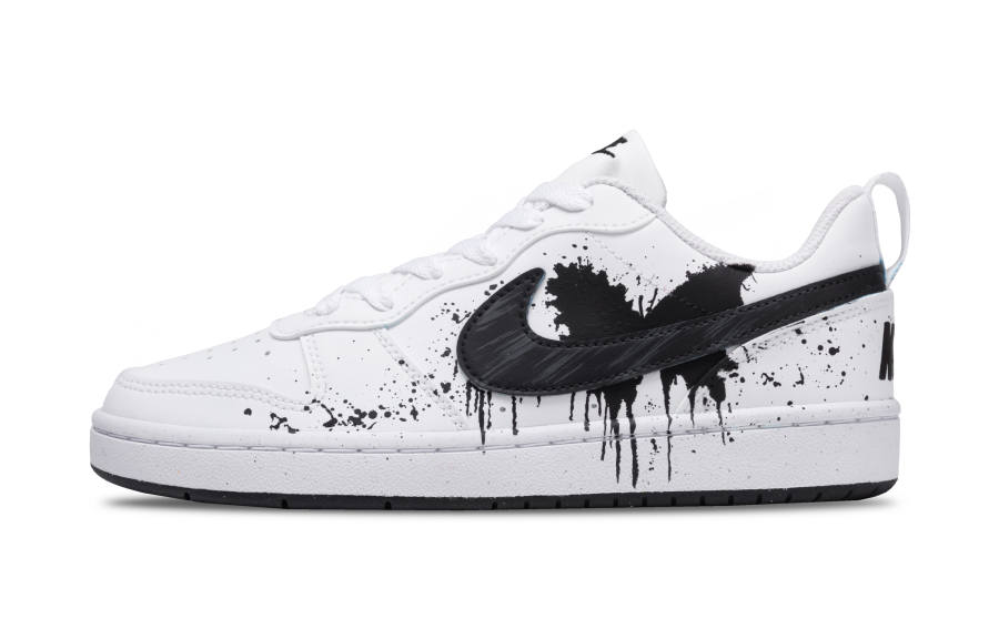 Nike Nike Court Borough Night Butterfly Trail Synthetic Leather Abrasion Resistant Low top Kids' Skateboarding Shoes Black