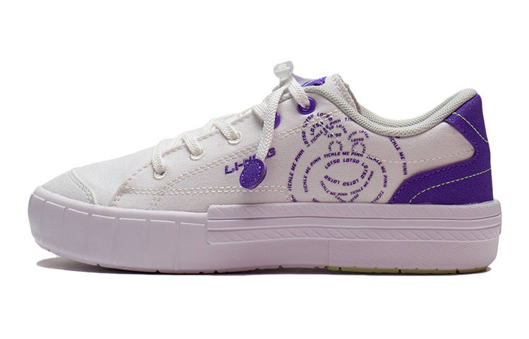 Li-Ning YOUNG Li Ning YOUNG x Disney Slip Resistant Cushioning Abrasion Resistant Low top Skateboard Shoes White Purple Teenagers