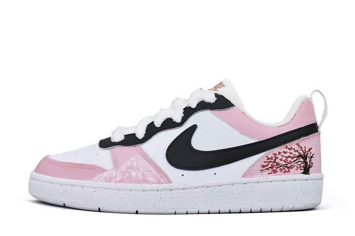 Nike Nike Court Borough Snow Mountains Cherry Blossom Leather Slip Resistant Cushioning Abrasion Resistant Low top