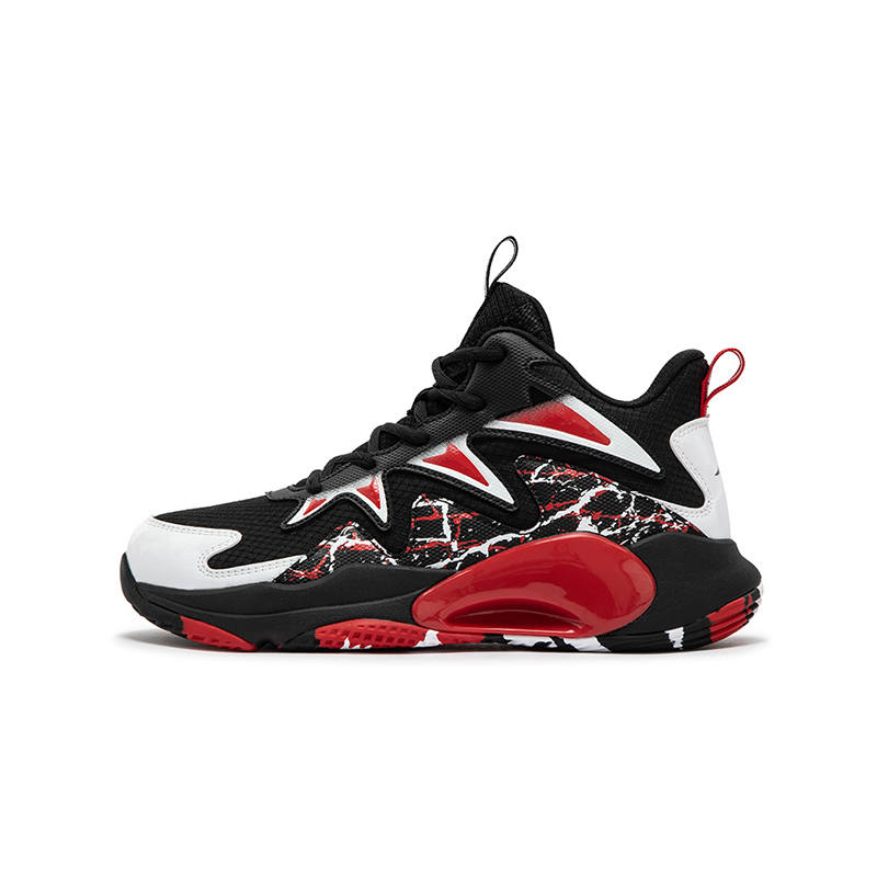 XTEP Tusks Abrasion Resistant Lightweight Cushioning Slip Resistant High top Kids' Basketball Shoes Black White Kids'