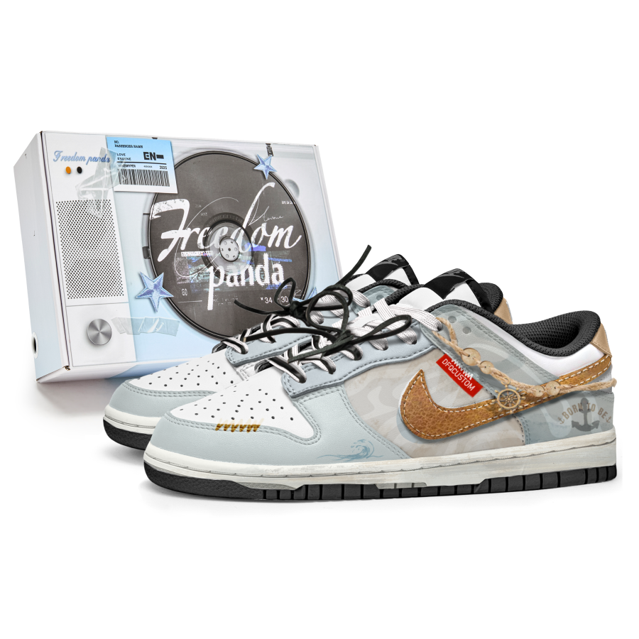 Nike Nike Dunk Slip Resistant Abrasion Resistant Low top Kids' Skateboarding Shoes Blue White Teenagers