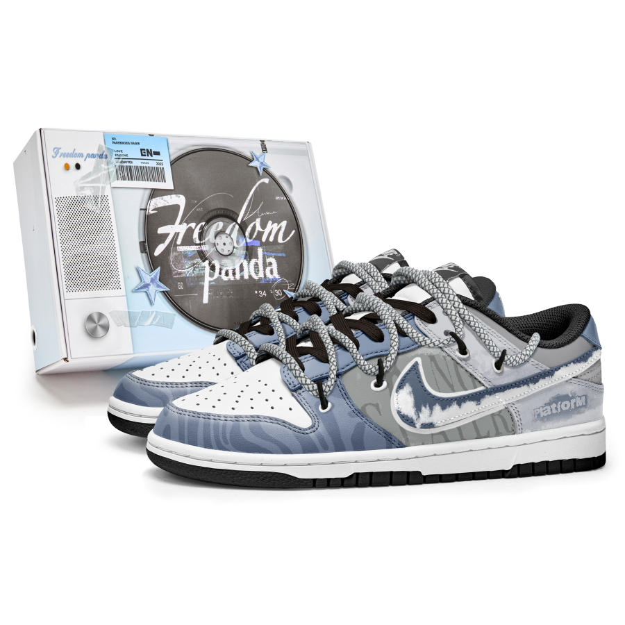 Nike Nike Dunk Slip Resistant Abrasion Resistant Low top Kids' Skateboarding Shoes Blue Teenagers