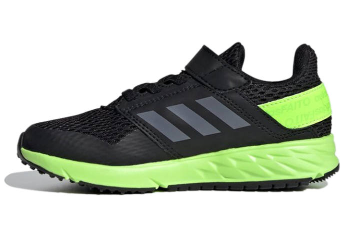 Adidas Adidas Fortafaito EL K Breathable Low top Running Shoes Black Green Kids'