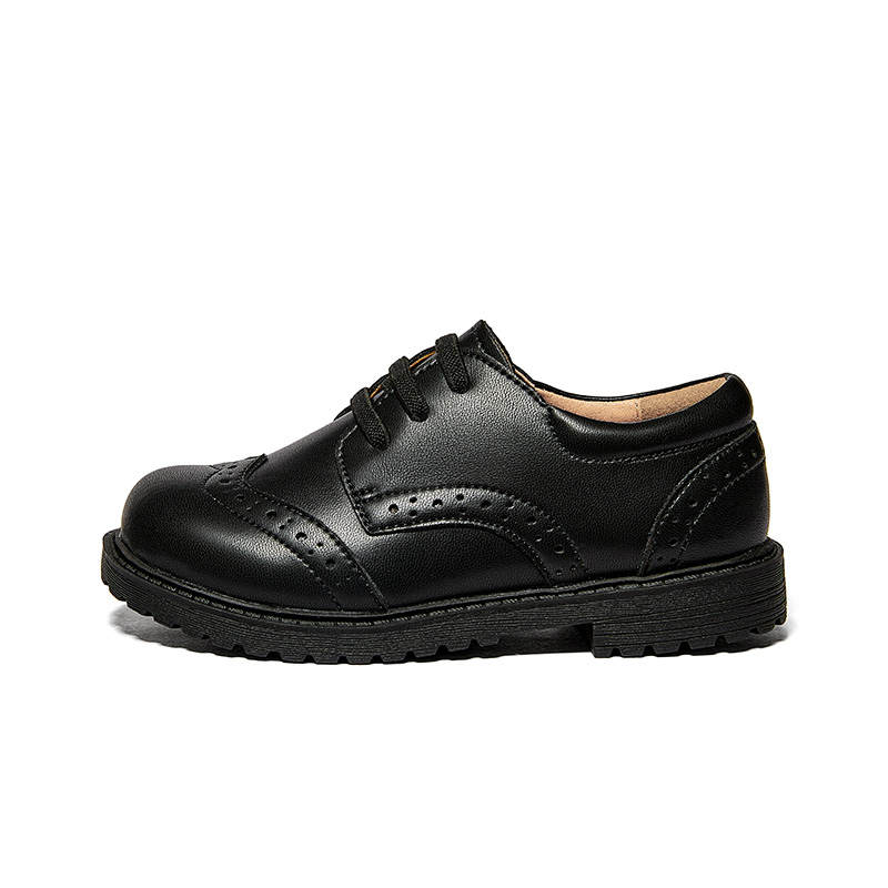 Snoffy Synthetic Leather Wear resistant And Lightweight Low top Kids' Leather Shoes Black Kids'