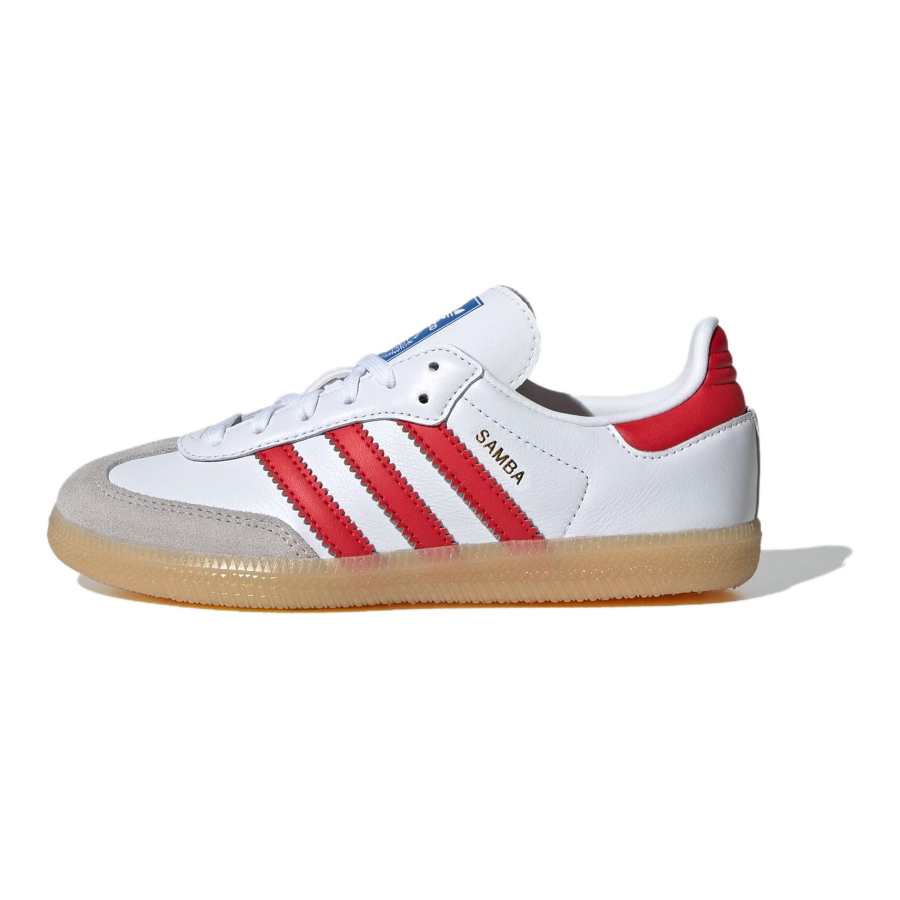 Adidas Originals SAMBA OG Abrasion Resistant Low top Kids' Skateboarding Shoes White Red Children Aged 3 7 Years Old