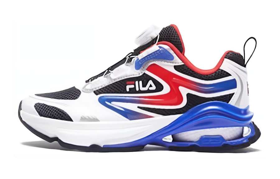 FILA KIDS Comfortable Slip Resistant Cushioning Breathable Low top Kids' Running Shoes Black Red Blue