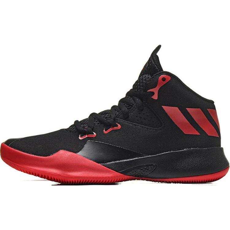 Adidas Adidas Dual Threat Slip Resistant Cushioning Mid top Children's Basketball Shoes Black Red Teenagers