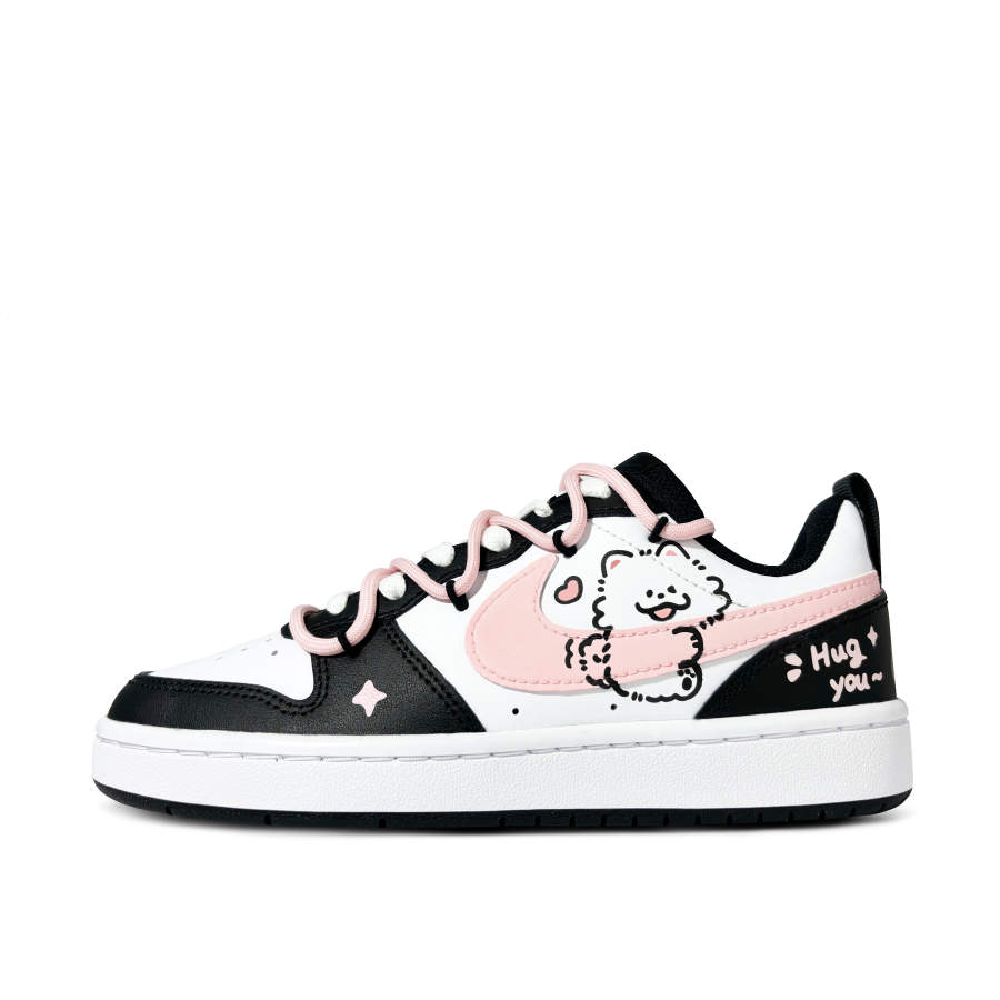Nike Nike Court Borough Hugging Dog Slip Resistant Abrasion Resistant Low top Kids' Skateboarding Shoes Black Pink Teenagers