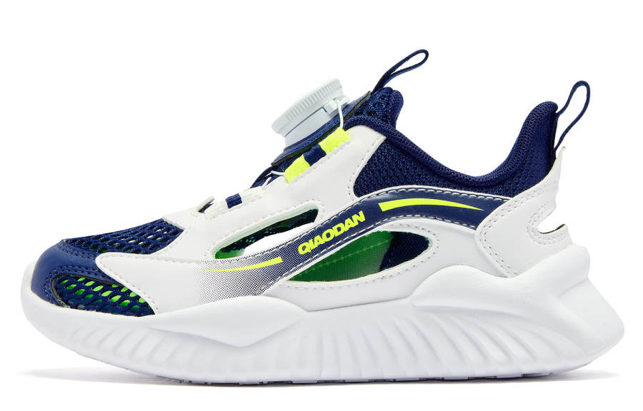 QIAODAN Comfortable Abrasion Resistant Breathable Low top Kids' Running Shoes Satin Blue/Jordan White
