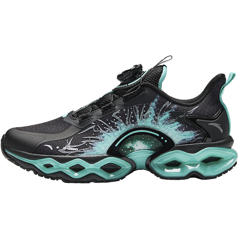 Antakids Energy Ring 10.0 Low top Running Shoes Black/Fluorescent Aqua Green Teenagers