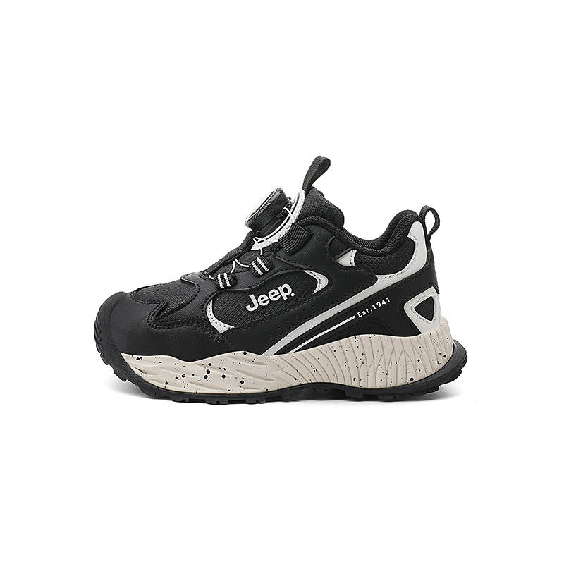Jeep Synthetic Leather Low top Kids' Running Shoes Black Beige Kids'