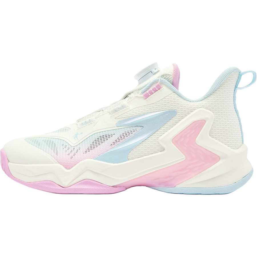 QIAODAN Textile, Synthetic Leather Low top Basketball Shoes White Blue Unisex