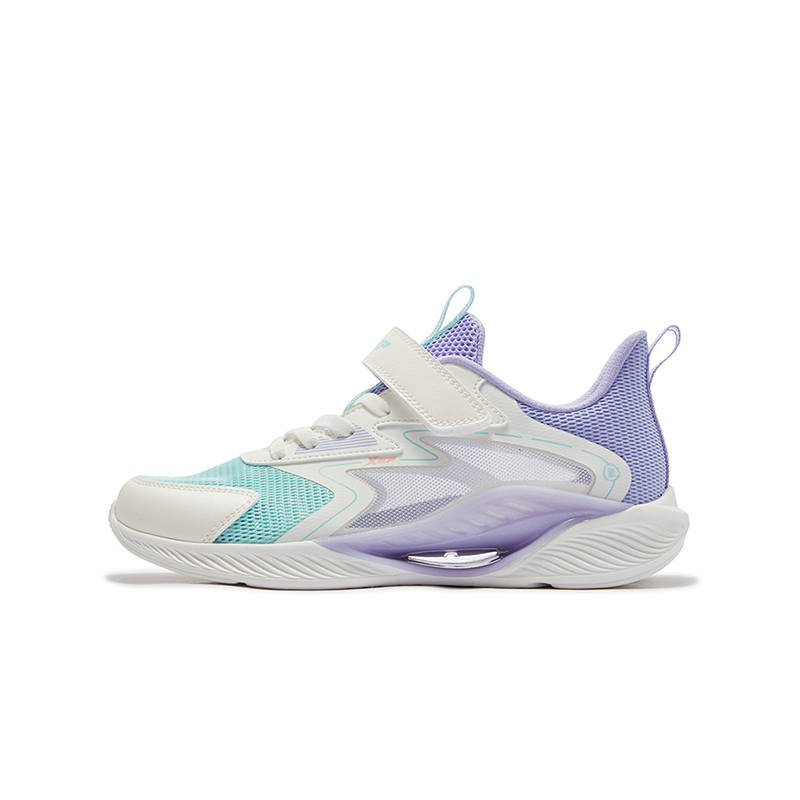 XTEP Slip Resistant Abrasion Resistant Low top Kids' Running Shoes Sail White Taro Paste Purple Kids'