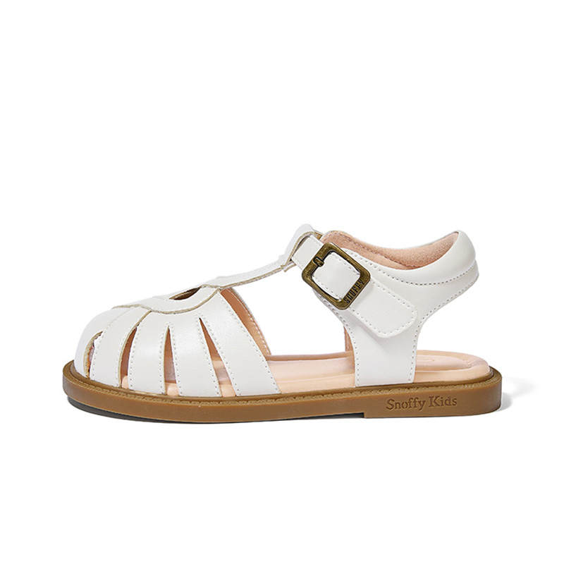 Snoffy Slip Resistant Abrasion Resistant Children's Sandals White Brown Kids'