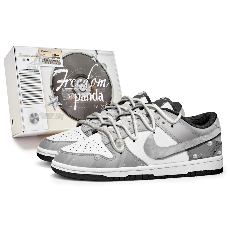 Nike Nike Dunk Pearl Tears Slip Resistant Abrasion Resistant Low top Kids' Skateboarding Shoes Gray White Teenagers