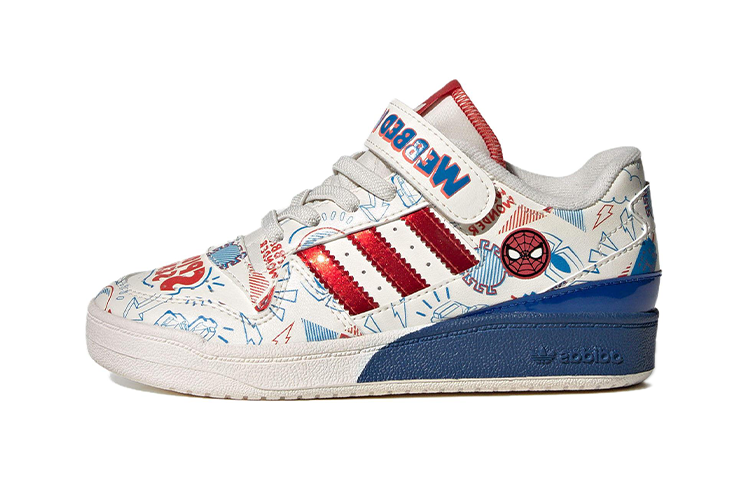 Adidas Originals FORUM Leather Low top Kids' Skateboarding Shoes White Red Blue Children Aged 3 7 Years Old