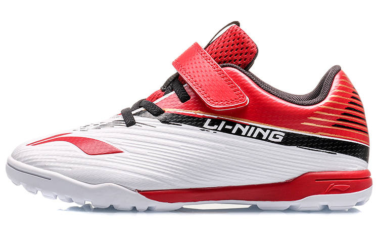 Li-Ning YOUNG Li Ning YOUNG Slip Resistant Cushioning Abrasion Resistant Low top Soccer Shoes Red White Teenagers