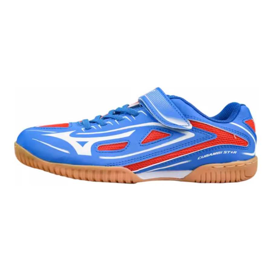 Mizuno Synthetic Leather, Textile Fashion Slip Resistant Cushioning Low top Kids' Training Shoes Blue White Red