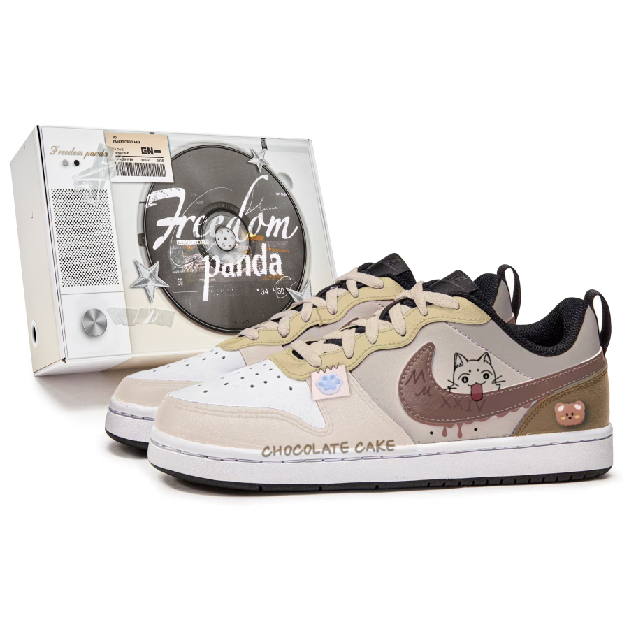Nike Nike Court Borough Slip Resistant Abrasion Resistant Low top Kids' Skateboarding Shoes Brown Yellow Teenagers