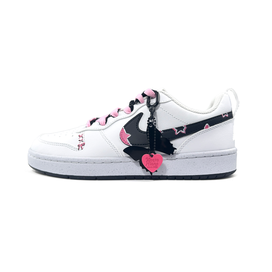 Nike Nike Court Borough Synthetic Leather Lightweight Cushioning Low top Kids' Skateboarding Shoes Black Teenagers