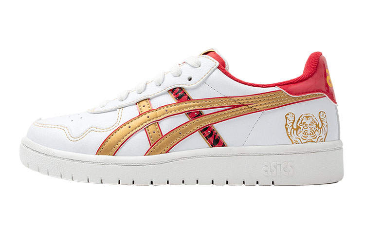 Asics JAPAN S Year Of The Tiger Synthetic Leather Casual Low top Kids' Skateboarding Shoes White Gold Red