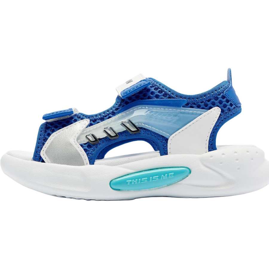 QIAODAN Synthetic Leather, Textile Slip Resistant Abrasion Resistant Low top Children's Sandals Blue White