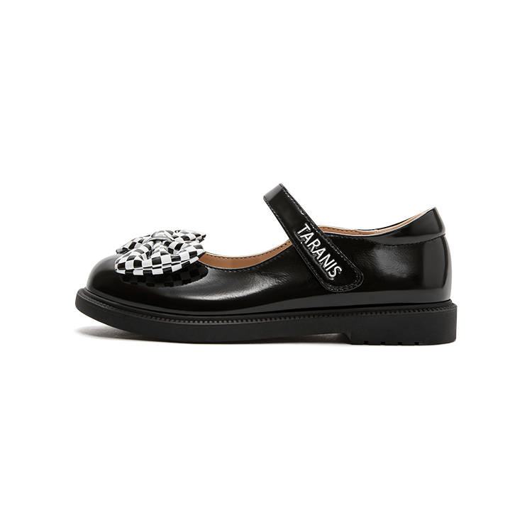 TARANISMETA Synthetic Leather Low top Kids' Leather Shoes Black Teenagers