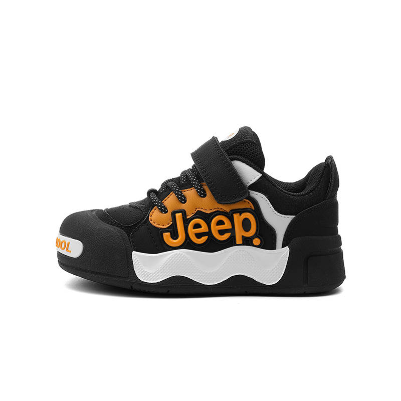 Jeep Synthetic Leather Abrasion Resistant Abrasion Resistant Low top Kids' Skateboarding Shoes Black Kids'