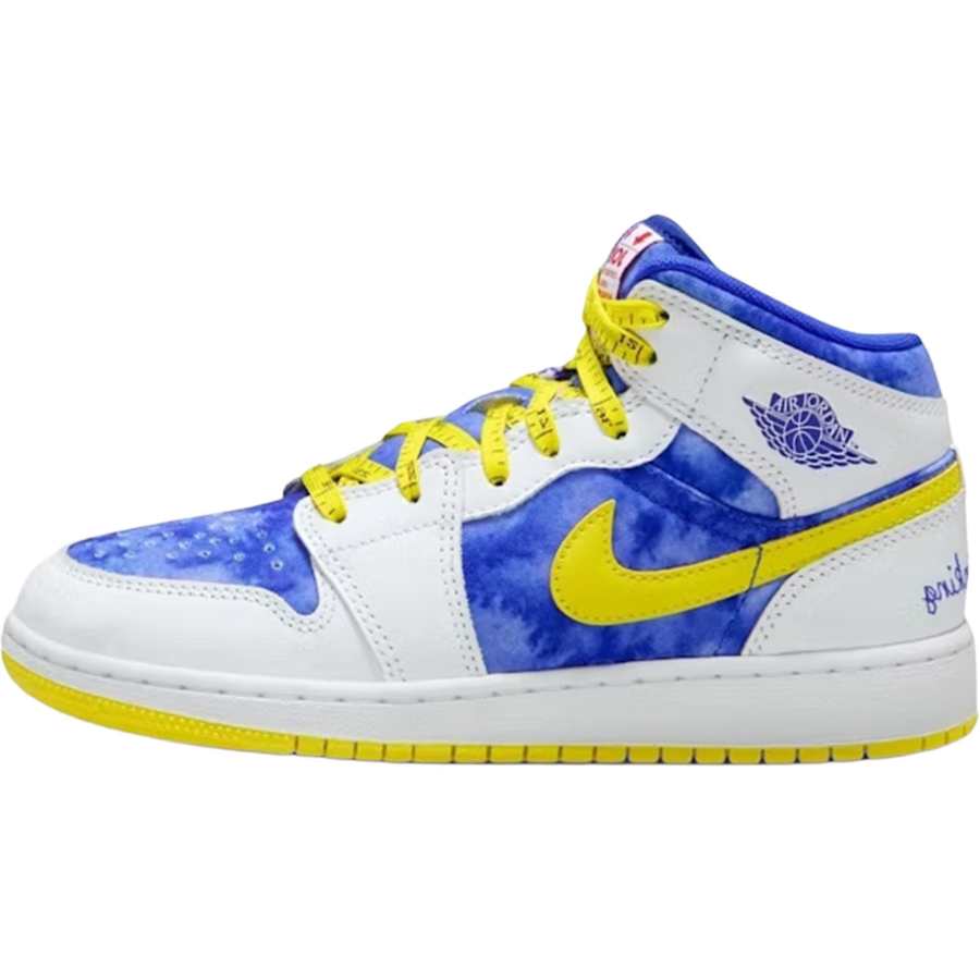 Jordan Jordan 1 Mid top Basketball Shoes White Blue Unisex