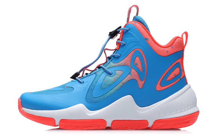 Li-Ning YOUNG Li Ning High top Basketball Shoes Blue Red Teenagers