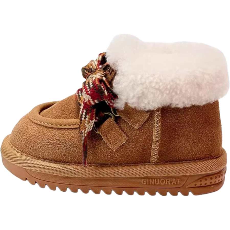 QINUOSHU Cow Suede Fleece lined Slip Resistant Thermal High top Kids Lifestyle Shoes Children Aged 3 7 Years Old