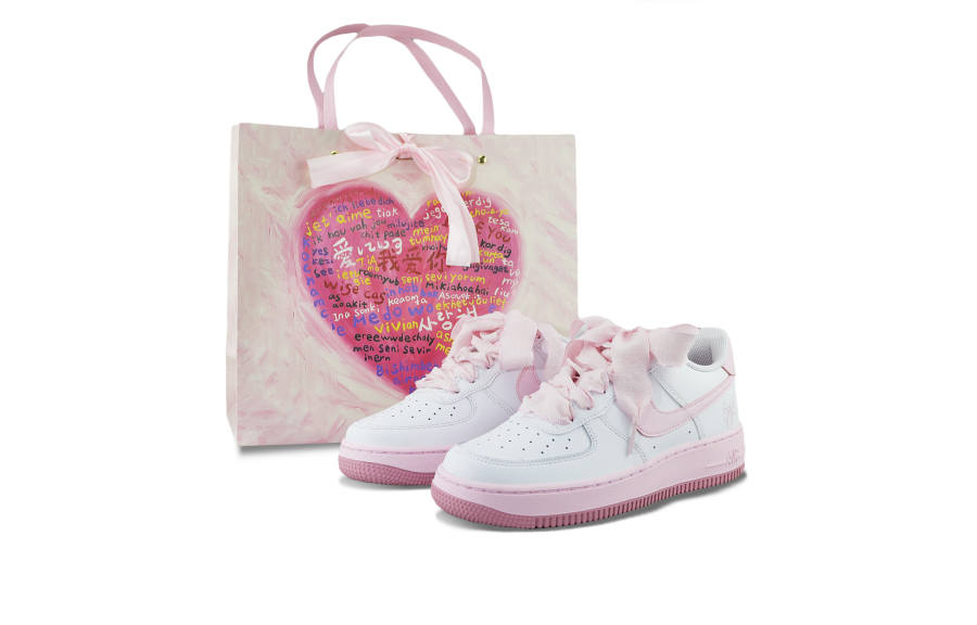 Nike Nike Air Force 1 Low Leather Slip Resistant Abrasion Resistant Low top Kids' Skateboarding Shoes Pink Teenagers