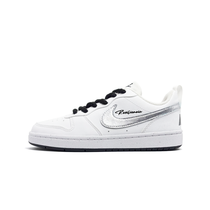 Nike Nike Court Borough Simple Silver Synthetic Leather Abrasion Resistant Abrasion Resistant Low top