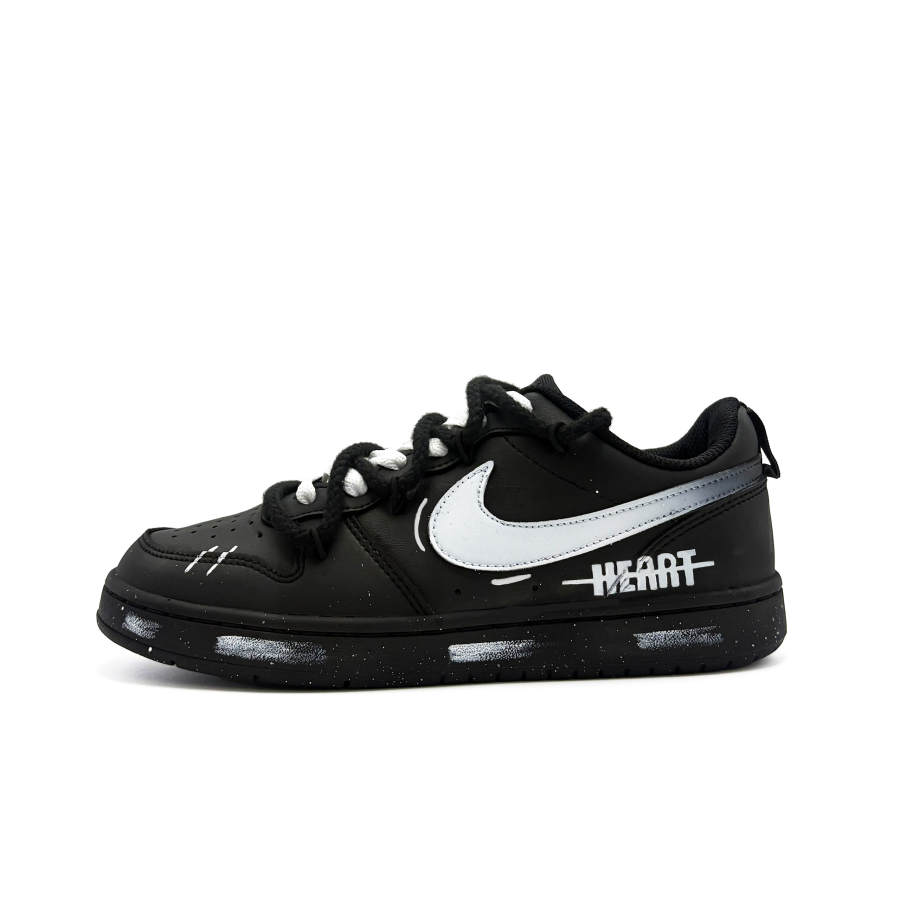 Nike Nike Court Borough Heartfelt Black Heartbeat Leather Slip Resistant Slip Resistant Low top Kids' Skateboarding Shoes