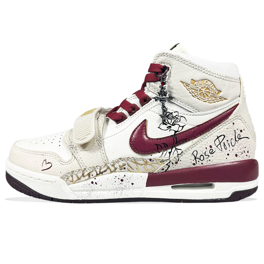 Jordan Jordan Legacy 312 Leather Slip Resistant Abrasion Resistant High top Children's Basketball Shoes Burgundy Teenagers