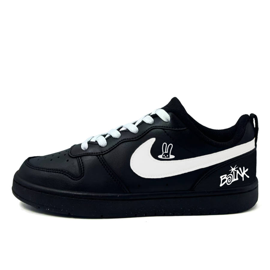 Nike Nike Court Borough Leisurely Bunny Synthetic Leather Slip Resistant Low top Kids' Skateboarding Shoes Black Teenagers