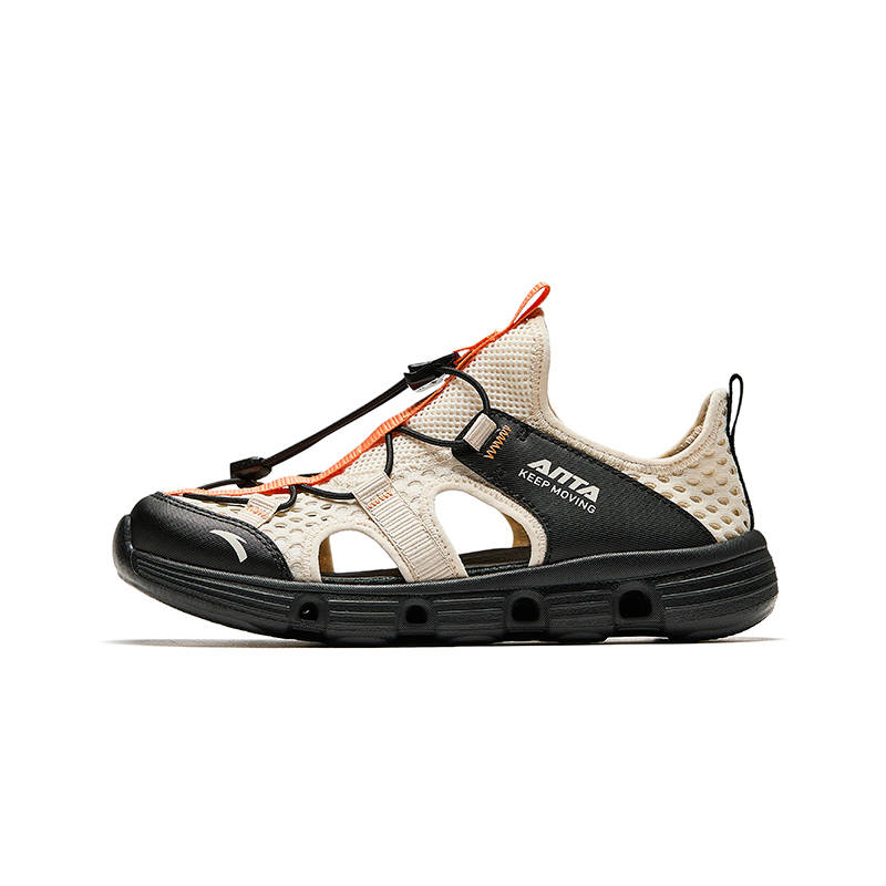 Antakids Textile, Synthetic Leather Low top Sandal Beige Black Teenagers