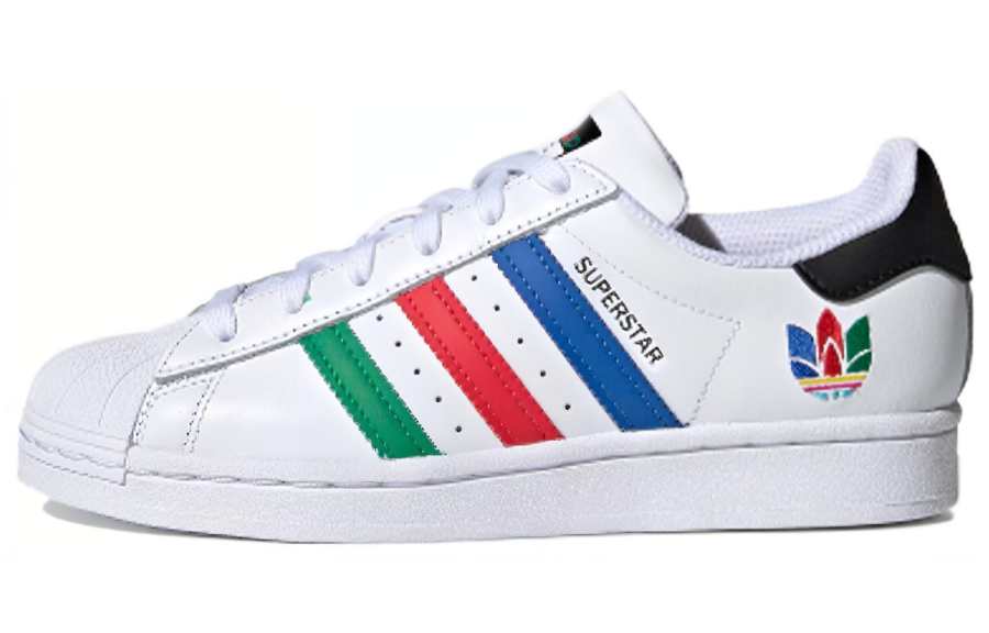 Adidas Originals SUPERSTAR J Leather Abrasion Resistant Low top Kids' Skateboarding Shoes White