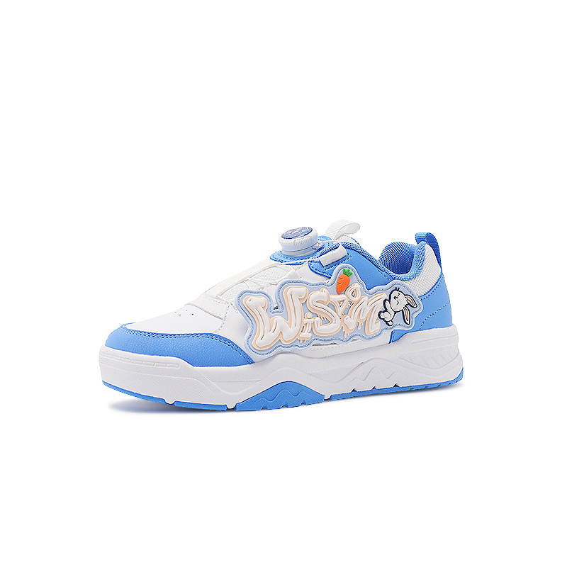 QIAODAN Synthetic Leather, Textile Low top Skateboard Shoes Jordan White/Wind Blue Teenagers