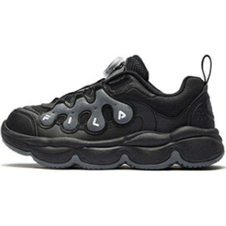 FILA KIDS BOA Fleece Lined Soft And Comfortable Low top Children's Basketball Shoes Black Gray Unisex