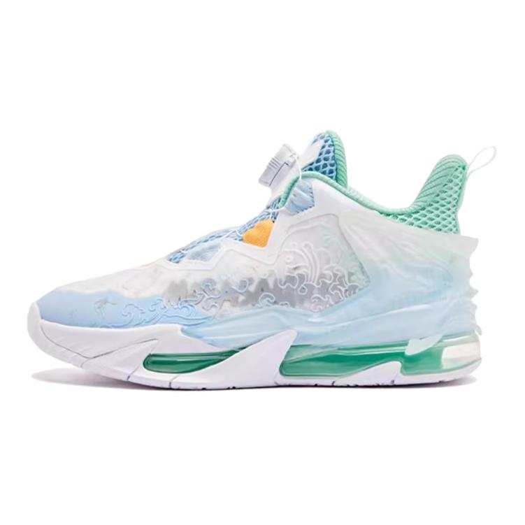 QIAODAN Canglong 6 Chasing Waves Low top Basketball Shoes White Green Unisex
