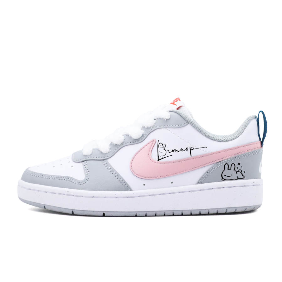 Nike Nike Court Borough Slip Resistant Abrasion Resistant Low Top Kids' Skateboarding Shoes White Gray Pink
