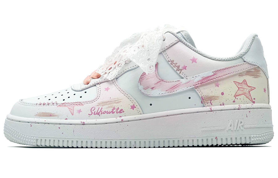Nike Nike Air Force 1 Slip Resistant Cushioning Abrasion Resistant Low top Kids' Skateboarding Shoes White Pink Teenagers