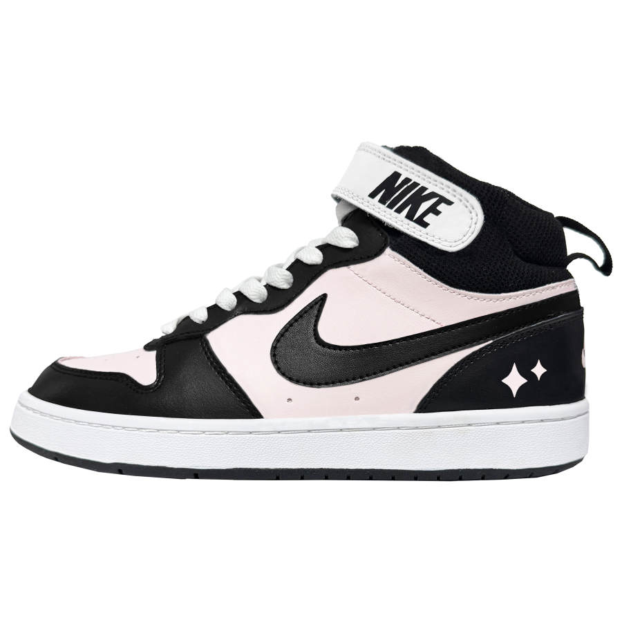 Nike Nike Court Borough 2 Strawberry Forest Abrasion Resistant Slip Resistant Mid top Kids' Skateboarding Shoes Black Pink