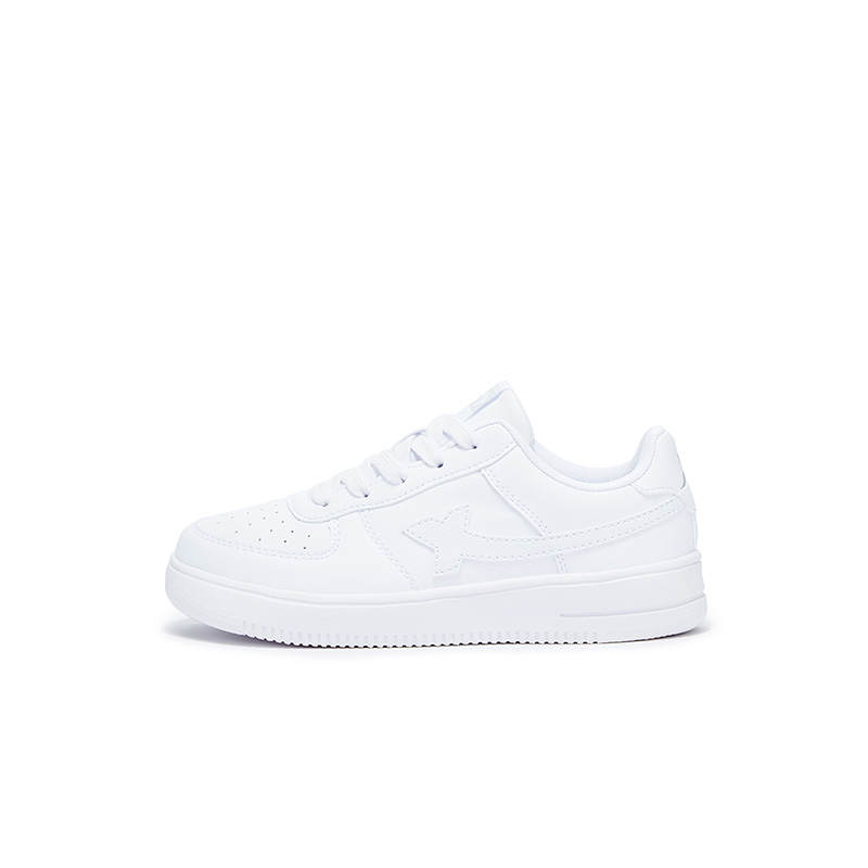 XTEP Air Force 1 Synthetic Leather Low top Kids' Skateboarding Shoes White Silver Unisex