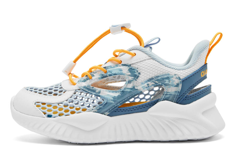 QIAODAN Back Rise 2.0 Cushioning Breathable Cushioning Breathable Kids Lifestyle Shoes White Blue