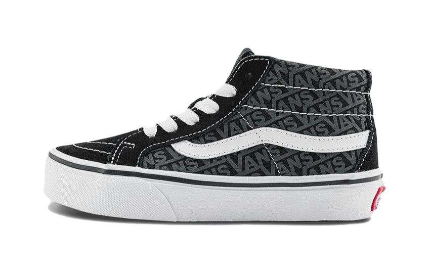 Vans SK8 Cushioning Abrasion Resistant Cushioning, Wear Resistant Mid top Kids' Skateboarding Shoes Black Gray